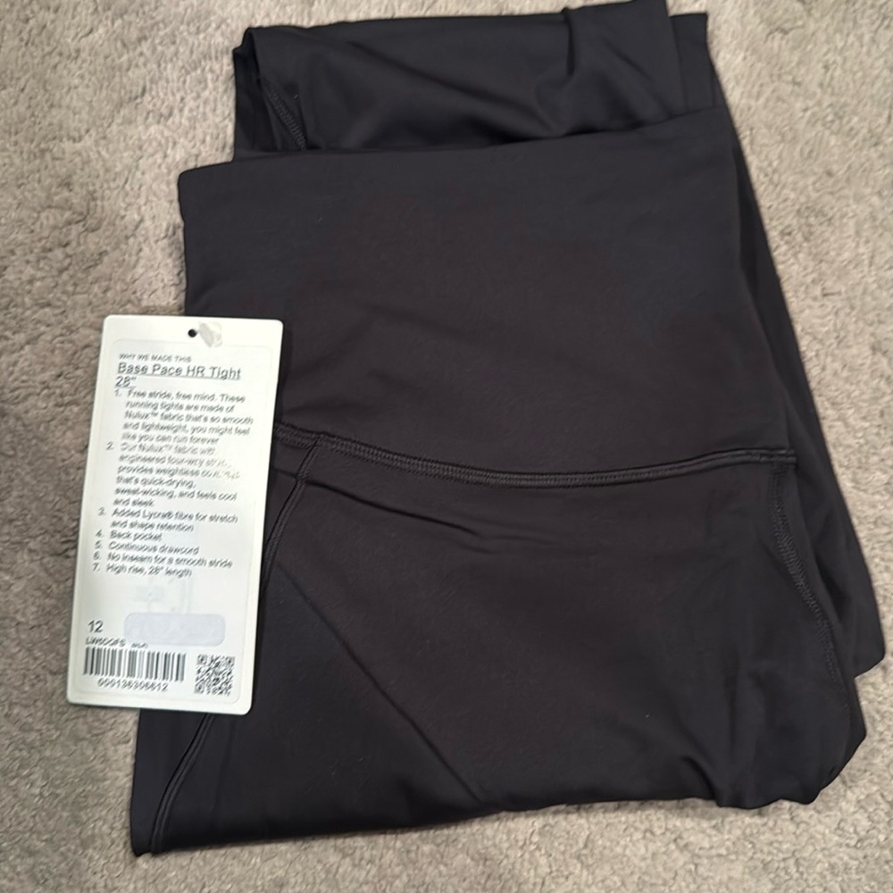 Brand New Lululemon Base Pace HR Black Tights 28”